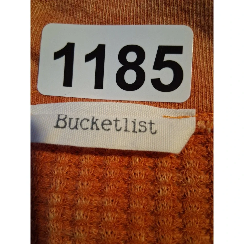 Bucket List Orange Vintage Wash Waffle Knit Shacket Oversized Womens size Small‎